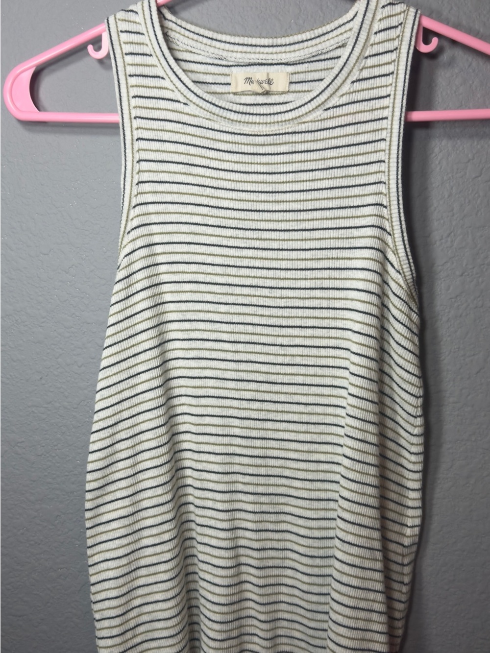 Madewell Cream and Black Striped Ribbed Tank